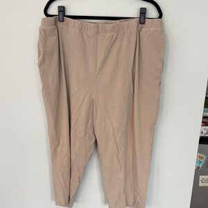 Catherines Tan Elastic-Waist Casual Chinos